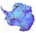 Figure 2.4 - Map of Antarctic ice cores and ground penetrating radar routes.png